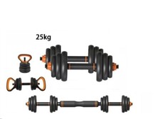 SET MANUBRI 2IN1 E DISCHI KIT PALESTRA 25KG PESI BILANCIERE FITNES A MANUBRIO