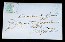 REGNO 1868 - LETTERA VIAGGIATA PER NAPOLI  - VALORE ISOLATO 20c. AZZURRO 1867