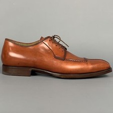 STEFANOBI Misura 8 Cognac Contrasto Stitch Pelle Split Punta Scarpe con Lacci