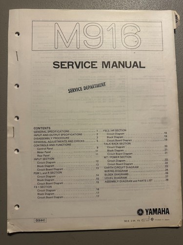 Yamaha m916 manuale - yamaha, di