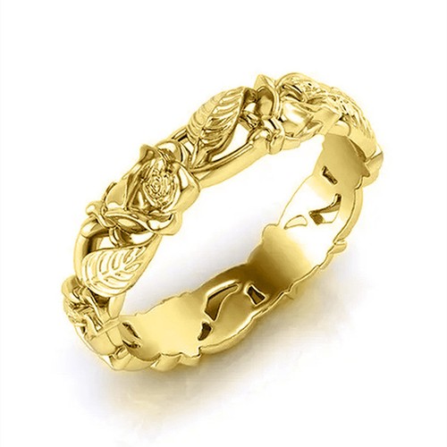 Anello oro fiori rose fantasia