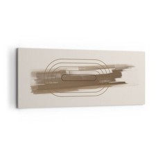 Quadro su Tela 100x40cm Astrazione Ovale Marrone Stampe Immagini Quadri Murale