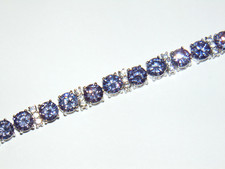 Bracciale tennis con zirconi cubici lilla taglio brillante placcato oro bianco