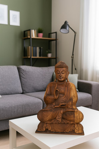 Statua buddha legno - in,