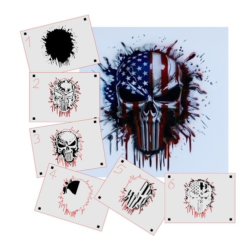 395 skull usa stencil - usa,