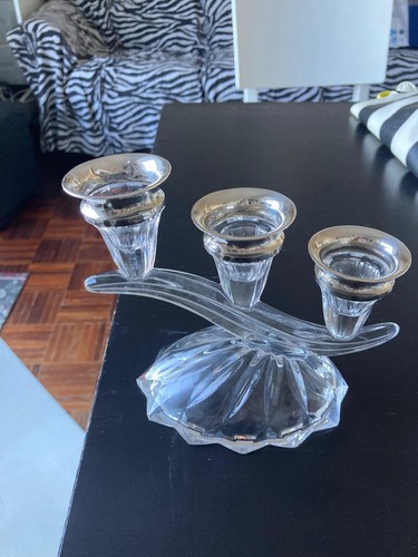 Candelabro vetro argento - vetro,