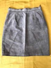 BENETTON GONNA IN PELLE SCAMOSCIATA ROSA ANTICO/VIOLA Tg 44