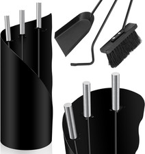 Set Di 4 Posate per Camino, Accessori per Camino, Con Pratico Contenitore per Ca