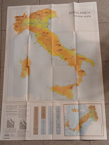 Carta geografica italia - italia, fisica