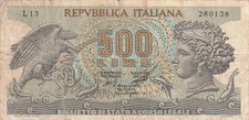 Banconota Italia 500 Lire
