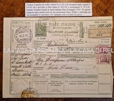 ERITREA Colonie Annullo ADDIS ABEBA Bollettino di spedizione pacco - ANNO 1941