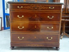 Cassettone Carlo X in mogano intarsiato acero prima metà 1800 Piemonte