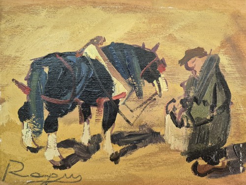 Dipinto olio tavola - su, sosta
