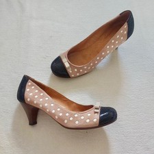 Scarpe corte Chie Mihara tacco basso pois bordo fiocco nabuk + pelle 39 UK 6