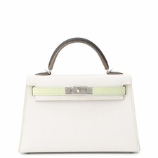 HERMES Mini Kelly 2 Tricolore Epsom Gris Pale/Vert Fizz/Grafite