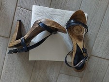 zoccoli Estivi donna tacco alto artigianali blu notte