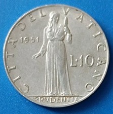 🇻🇦 CITTA' DEL VATICANO 🇻🇦 MONETA COIN 10 LIRE 1951 PAPA PIO XII PIUS XII