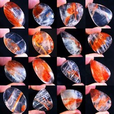 LOTTO ALL'INGROSSO SUPERBA PIETRA PREZIOSA CABOCHON OVALE PERA QUARZO ROSSO F...