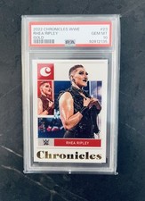 2022 Rhea Ripley WWE #23 Panini Chronicles Gold Parallel PSA 10 2 IN THE WORLD