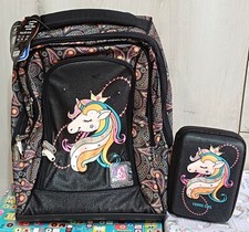 Zaino Trolley Unicorno 3 Tasche + Astuccio ONE TIME Corredato NERO pool Over