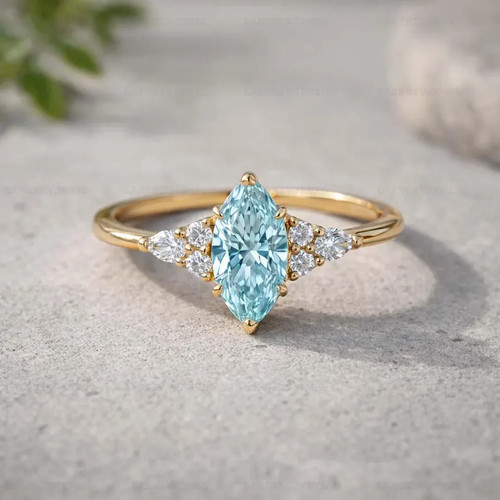 Anello acquamarina lega oro - anello, acquamarina,