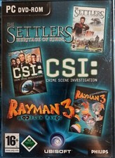 PC THE SETTLERS HERITAGE OF KING + CSI + RAYMAN 3 Cofanetto 3 Giochi Italiano