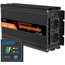 EDECOA Invertitore A Onda Sinusoidale Pura 2500W 12V 220V Inverter 2 USB