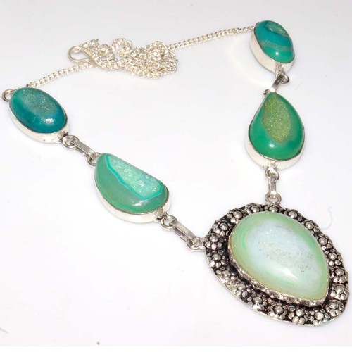Collana druzy botswana verde - collana,