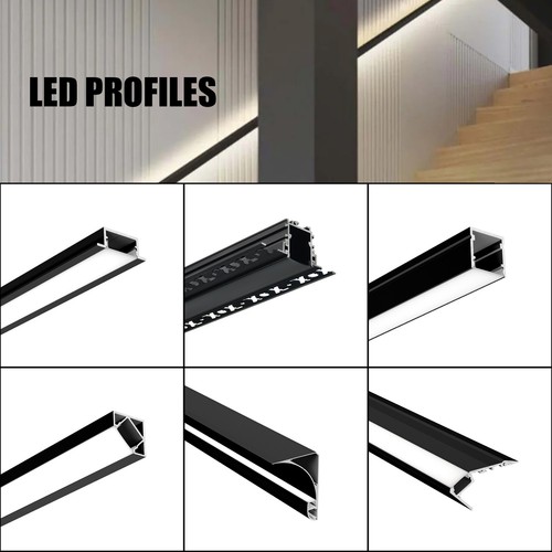 Striscia led alluminio nero - nero, 1m