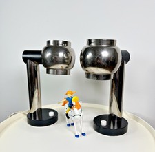 COPPIA LAMPADE DA TAVOLO ABAT JOUR SPACE AGE PRODUZIONE ITALIANA VINTAGE DESIGN