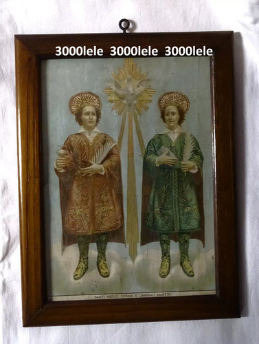 Rara oleografia santi medici - oleografia,