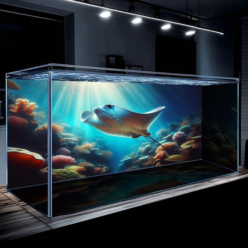 Adesivo stingray fish tank - 3d,