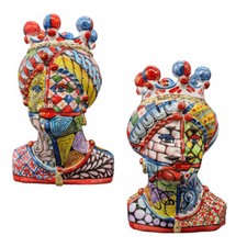 TESTE DI MORO H22 ARLECCHINO MADREPERLA CERAMICA CALTAGIRONE