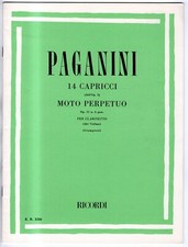 14 CAPRICCI. MOTO PERPETUO. Paganini. Ricordi.