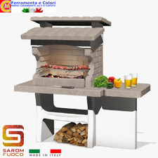Barbecue Muratura Legna Carbonella SAROM Italia 159x72x162 BBQ Con Tavolo LUXOR