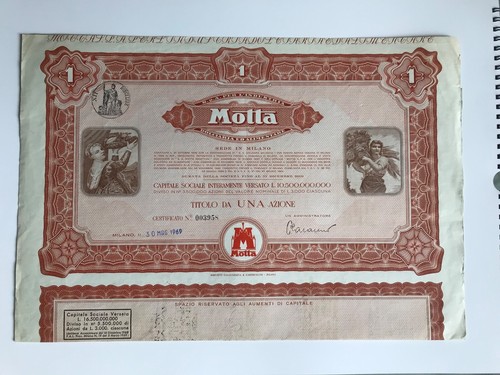 Certificato azionario motta - certificato,