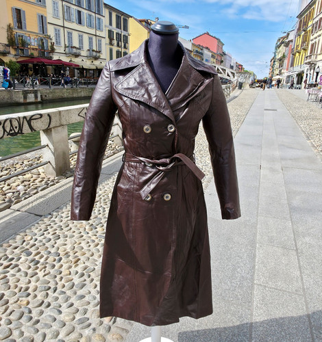 Trench cappotto pelle - cappotto, vintage