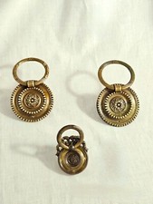 Tiranti per cassetti in ottone vintage/antico italiano - coppia anelli - ca. 1900 - Restauro fai da te