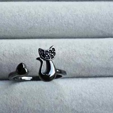 Anello aperto gatto nero