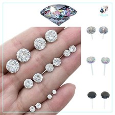 Orecchini  Brillantino Uomo Donna in Argento 925 Zircone Punto Luce 2mm a 6mm