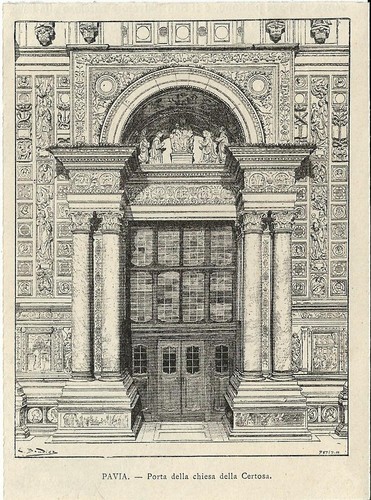 Stampa antica pavia veduta - antica,