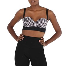Top bikini donna Burberry Bethany con nastro logo Gingham, taglia XX-Small