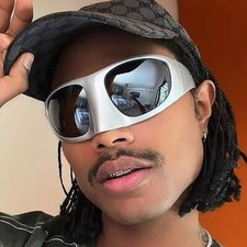 Occhiali da sole Y2K oversize punk uomo donna hip hop aquila nero maschera occhiali