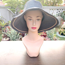 Cappello estivo vintage Laura Ashley blu navy pieghevole 90% carta 10%...