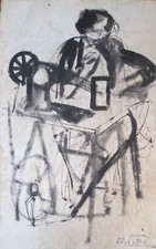 GIULIO RUFFINI SENZ TITOLO DISEGNO ORIGINALE 1956 GLORIE BAGNACAVALLO RAVENNA C6