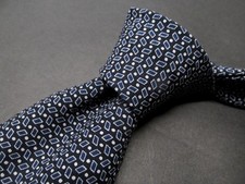 CRAVATTA GIORGIO ARMANI ITALIA GRIGIO SCURO QUADRATI FANTASIA POIS 100% SETA CC12