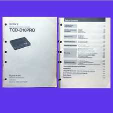 SONY TCD -D10PRO Digital Audio Tape Corder - OPERATION MANUAL -manuale k1