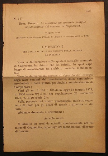 Regio decreto istituito - -,