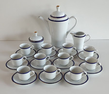 Servizio da 11 caffè porcellana PMR BAVARIA  JAEGER & CO bordo blu e oro VINTAGE