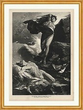 Hero und Leander Ferdinand Keller Griechische Mythologie Holzstich C 0004